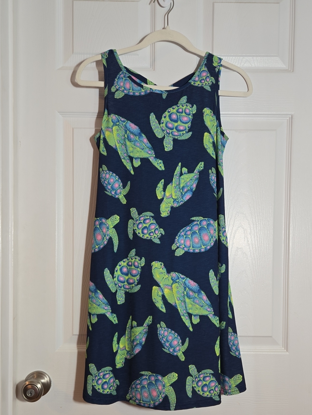 Girls Navy Turtle Print Swing Dress Size Youth Large